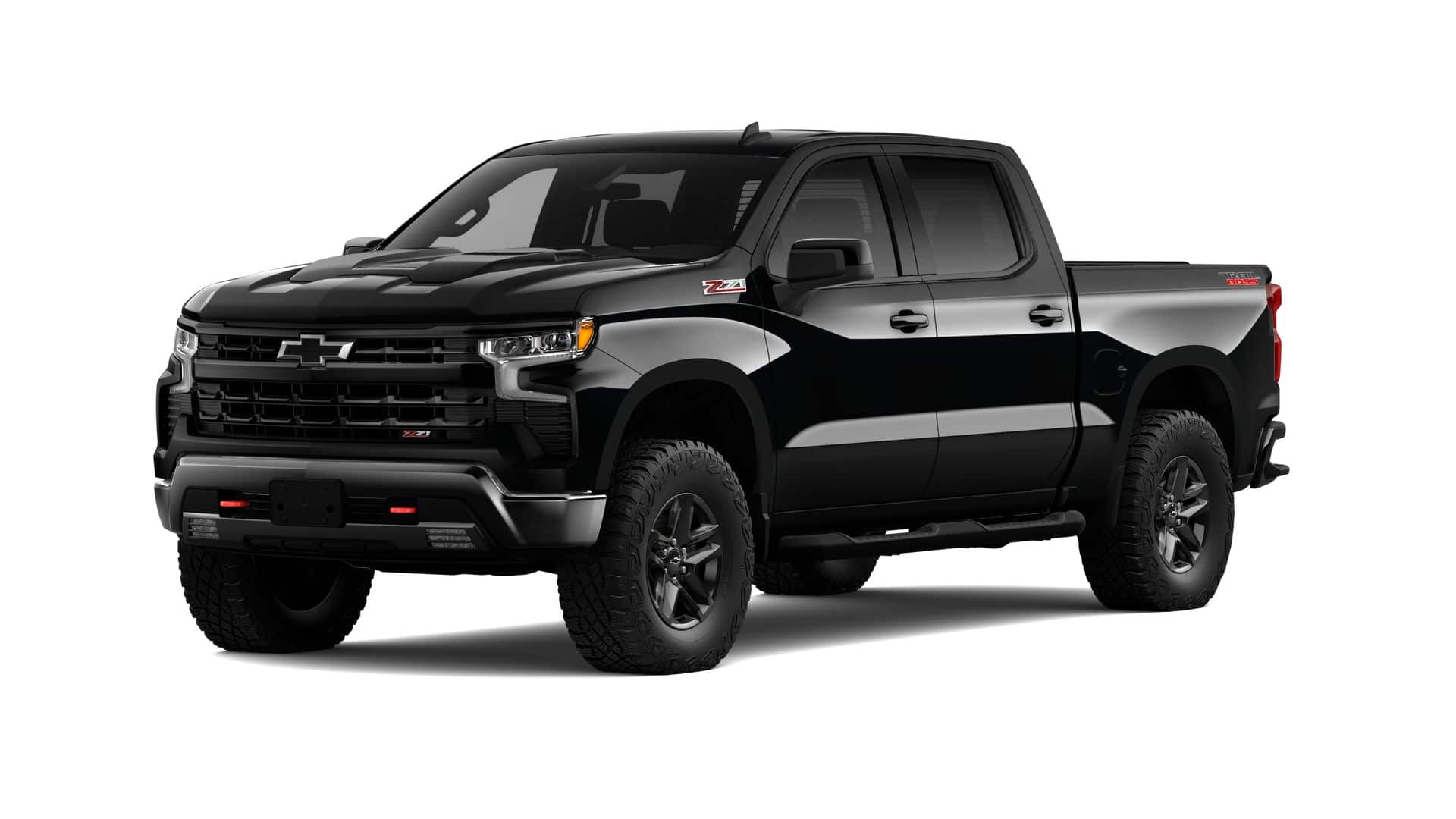 2026 Chevrolet Silverado 1500 LT Trail Boss in Black — front three-quarter view